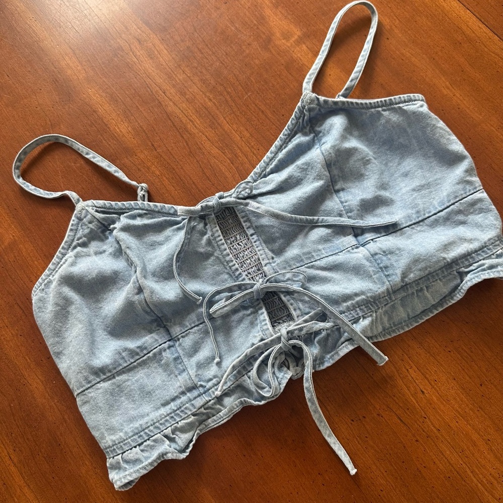Aerie Sky Blue Denim Bralette Top